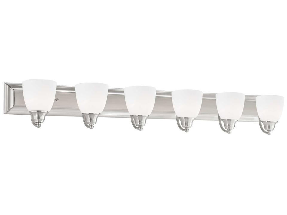 Springfield 6-Light Brushed Nickel Vanity Light with Satin Opal Glass