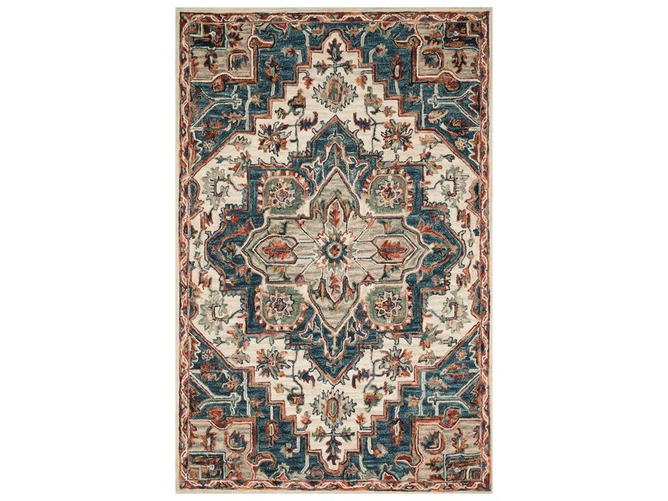 Victoria VK-16 Area Rug Blue Red Traditional Bordered
