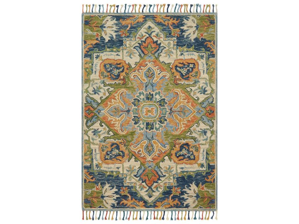 Zharah ZR-11 Blue Multi Wool Hooked Area Rug