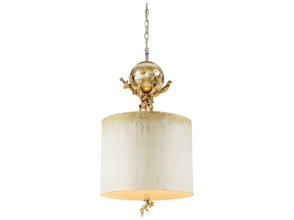 Trellis Drum Pendant Light in Putty Patina and Silver Leaf