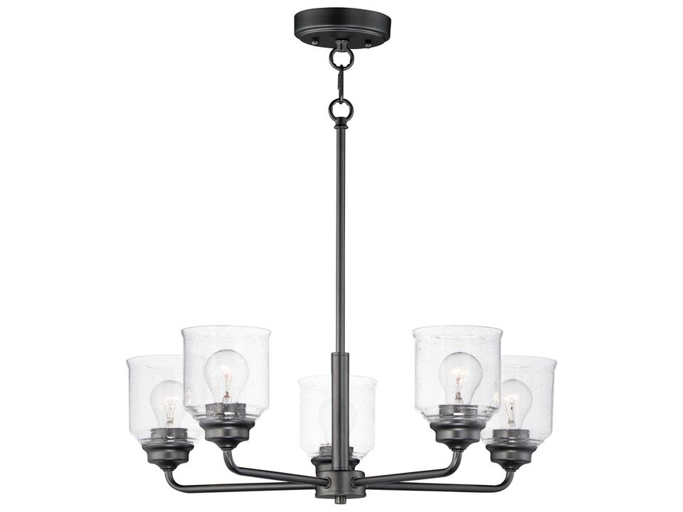 Acadia 5-Light Chandelier with Clear Seedy Glass in Black