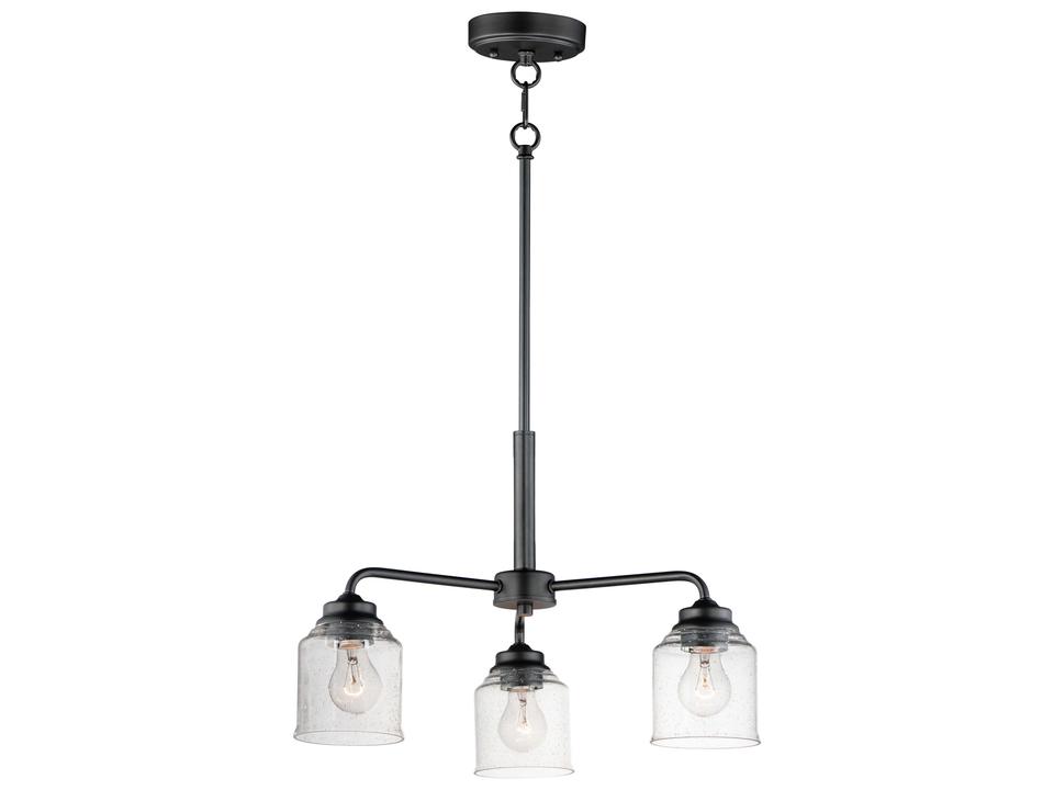 3-Light Acadia Chandelier with Clear Seedy Glass in Black