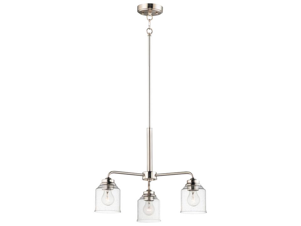 Acadia 3-Light Satin Nickel Glass Bell Chandelier