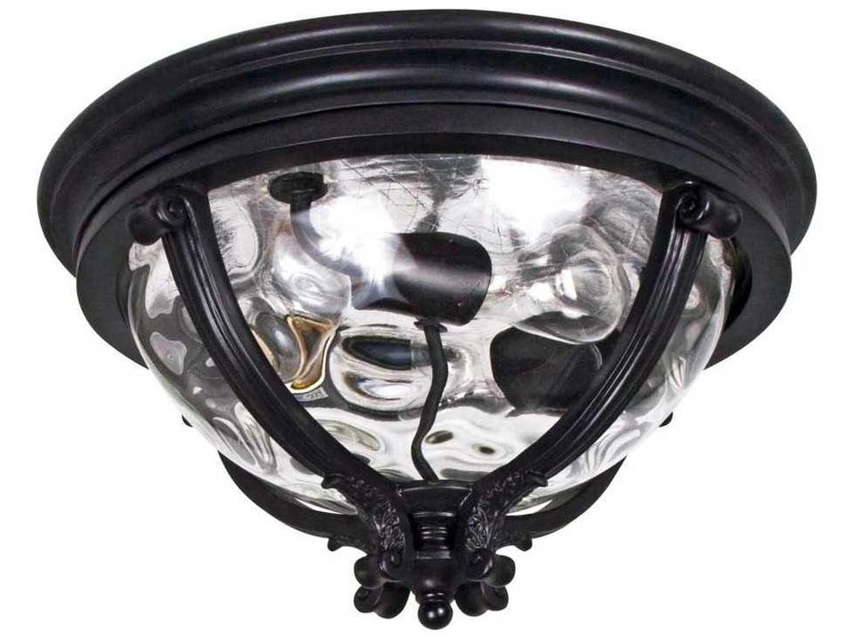 Camden VX 3-Light Outdoor Flush Mount in Black with Water Glass