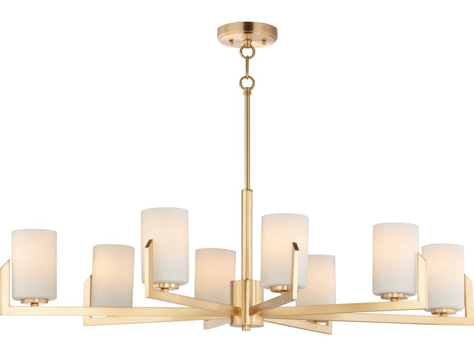 Dart 8-Light Satin Brass Glass Cylinder Island Pendant