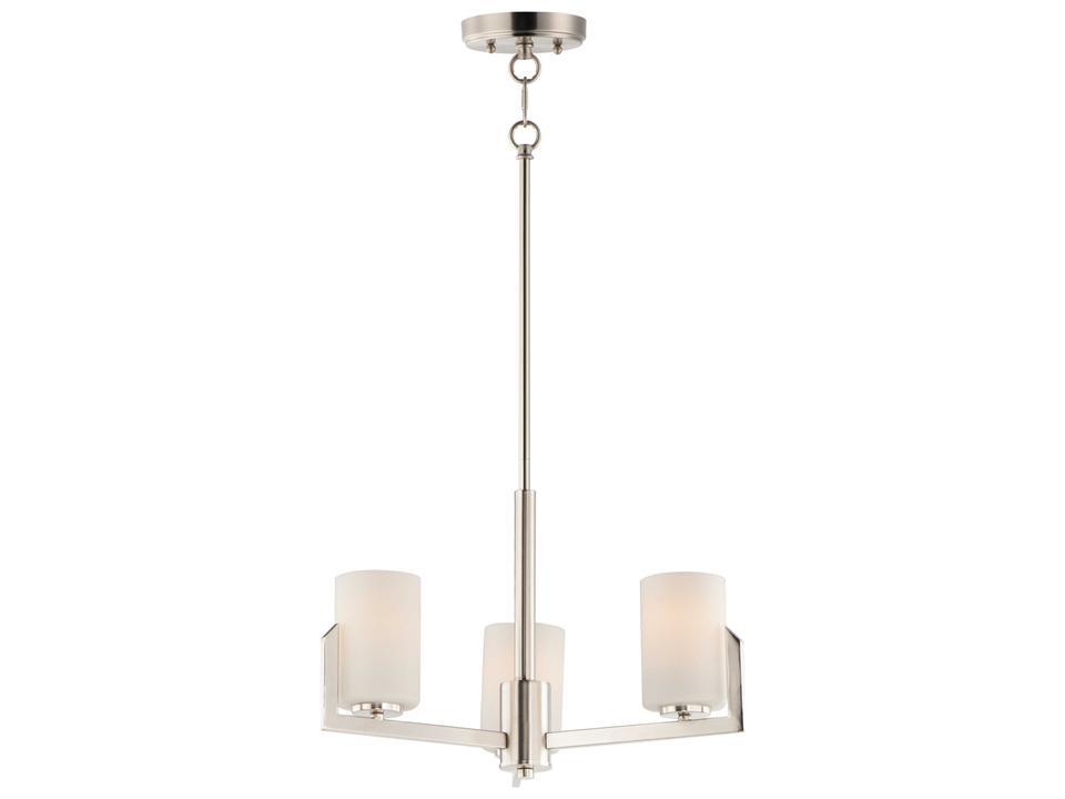 Dart 3-Light Chandelier in Satin Nickel with Satin White Glass