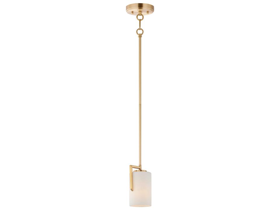 Dart 1-Light Satin Brass Glass Cylinder Mini Pendant