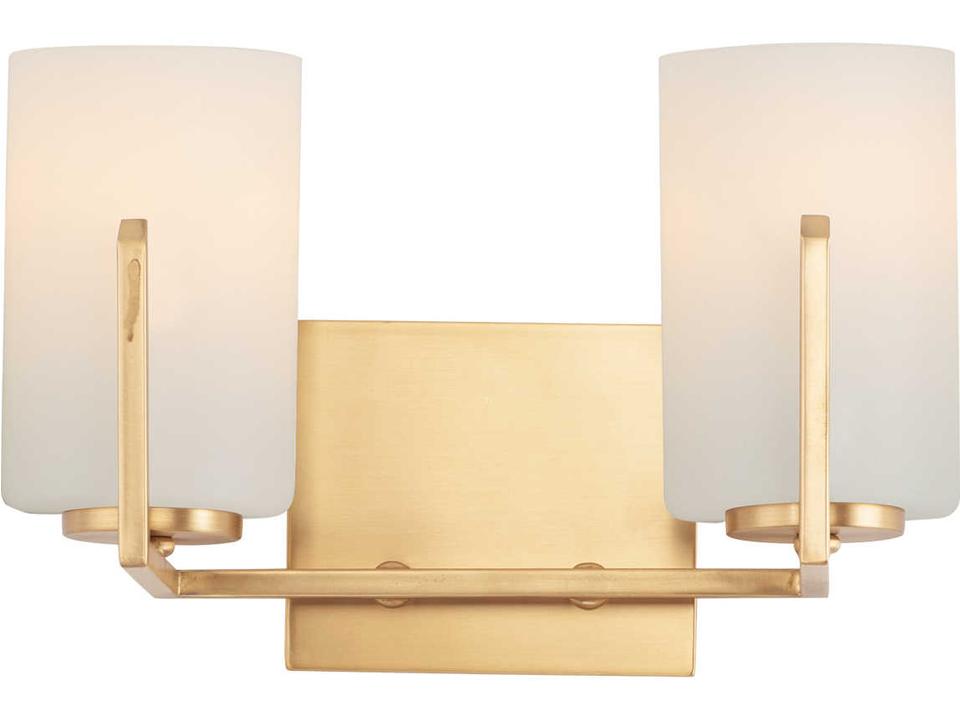 Dart 2-Light Bath Vanity Sconce in Satin Brass with Satin White Glass