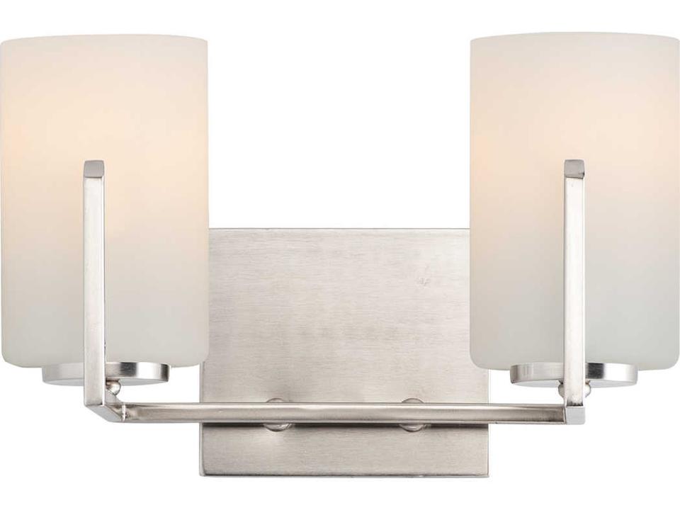 Dart 2-Light Bath Vanity Light in Satin Nickel with Satin White Glass