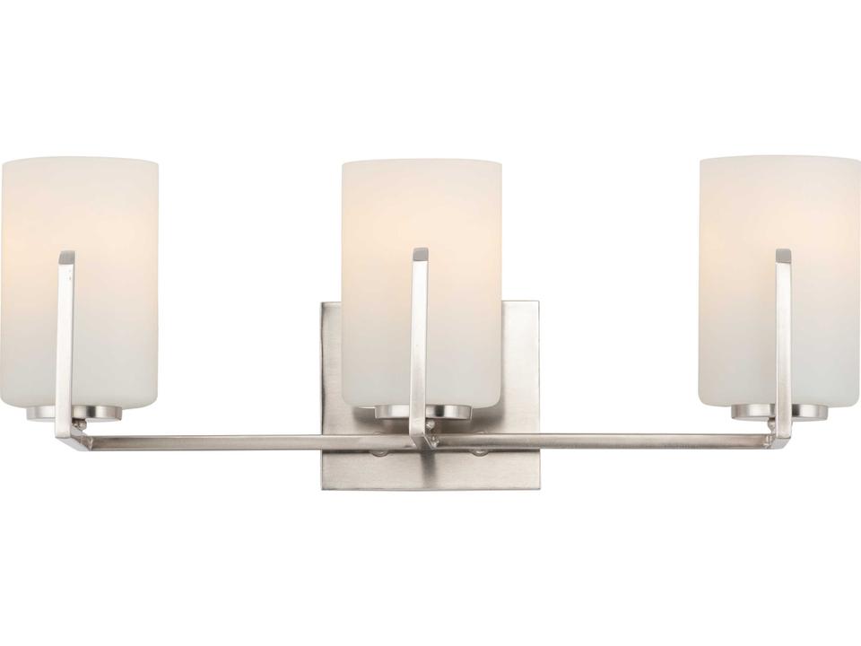 Dart 3-Light Bath Vanity Light in Satin Nickel with Satin White Glass