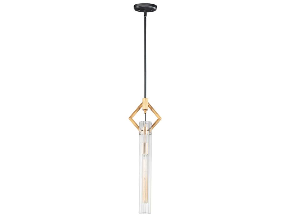 Flambeau 1-Light Mini Pendant in Black and Antique Brass
