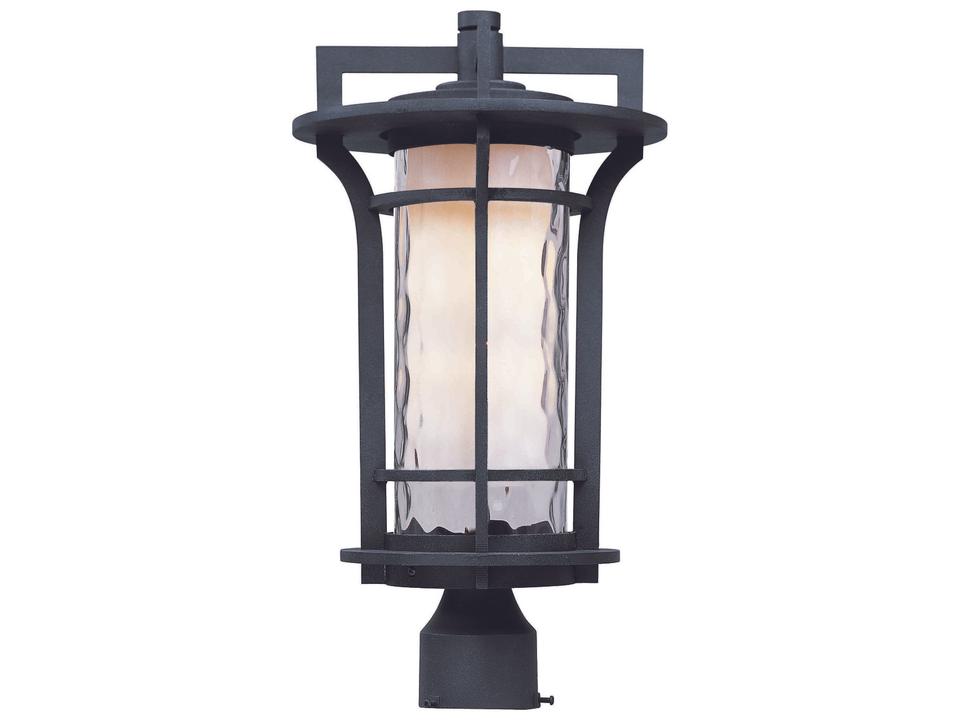 Oakville LED Outdoor Post Light in Black Oxide with Water Glass