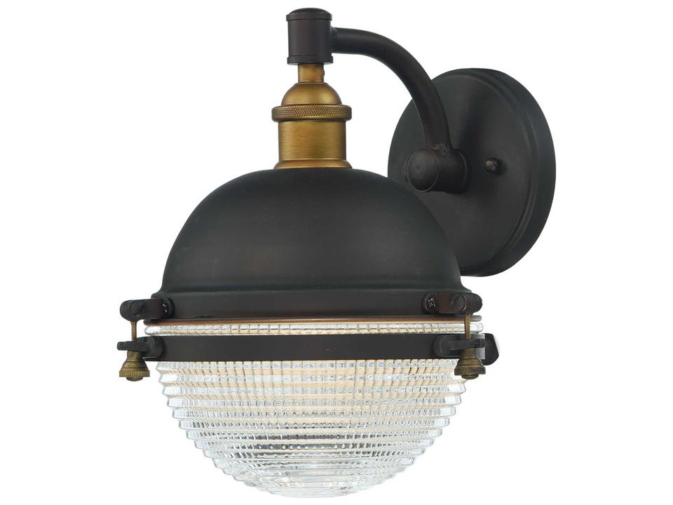 Portside 1-Light Outdoor Wall Sconce in Oil Rubbed Bronze and Antique Brass
