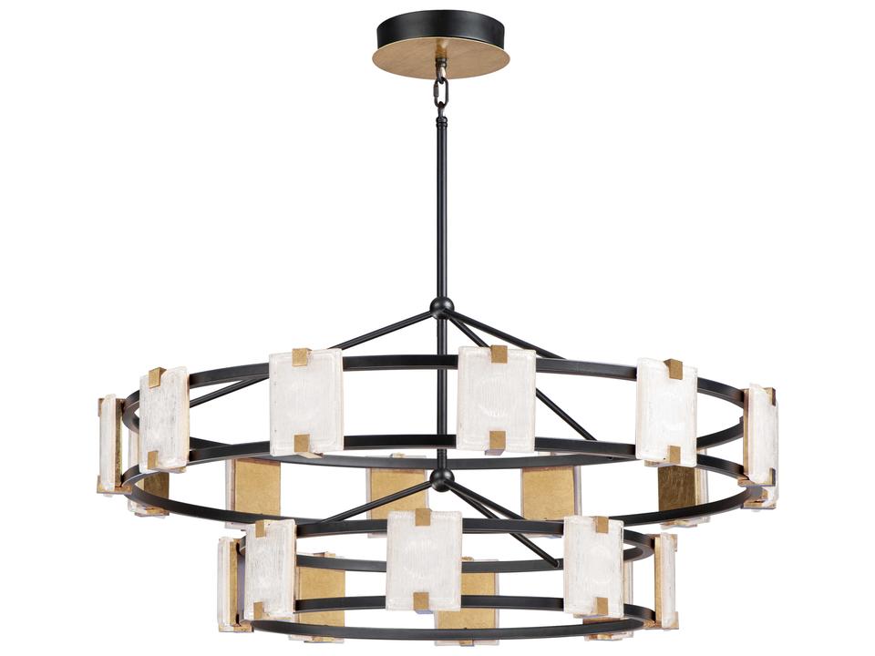 Radiant 20-Light LED Chandelier in Black and Gold Leaf