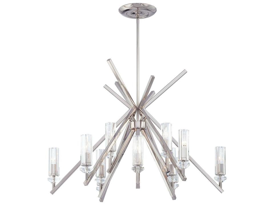 Fusano 12-Light Chandelier in Polished Nickel with Eidolon Krystal Glass