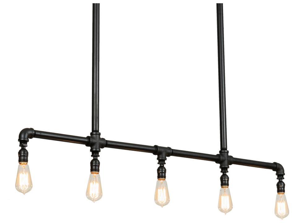 Alva 5-Light Black LED Linear Island Pendant