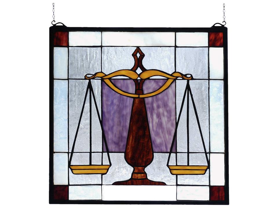 Lighting Judicial Stained Glass Window in Burgundy Gold and Royal Purple