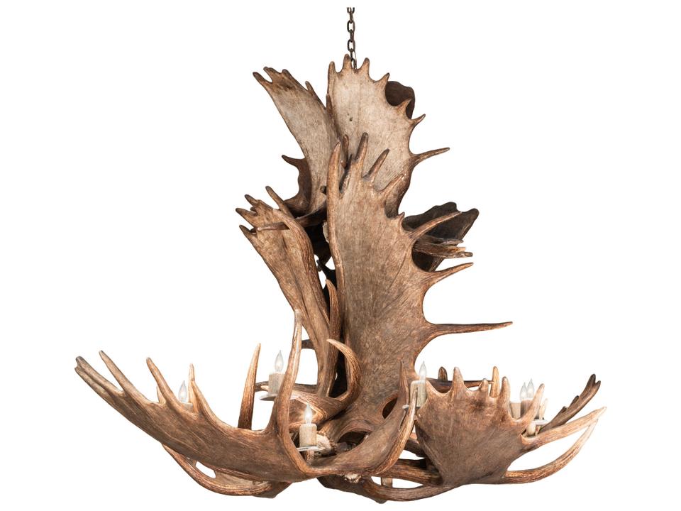 Antlers 12-Light Chandelier in Antique Copper Finish