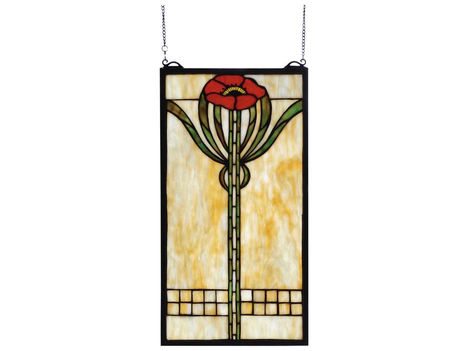Tiffany Parker Poppy Stained Glass Window Arts and Crafts Style