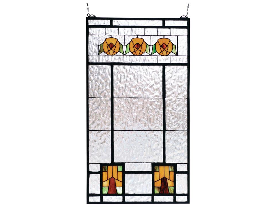 Aurora Dogwood Arts and Crafts Stained Glass Window Panel