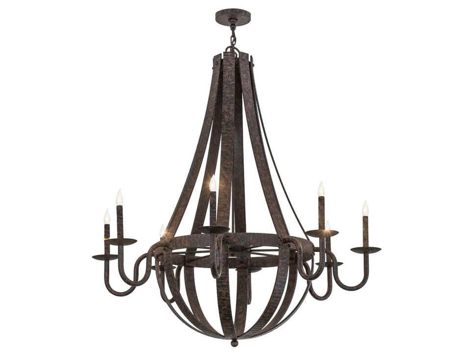 Barrel Stave 8-Light Black Candelabra Empire Chandelier