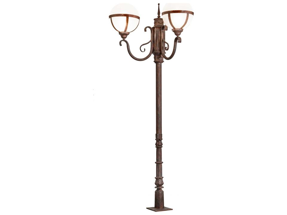 Bola 2-Light Outdoor Post Light Rust Finish with Orb Diffusers