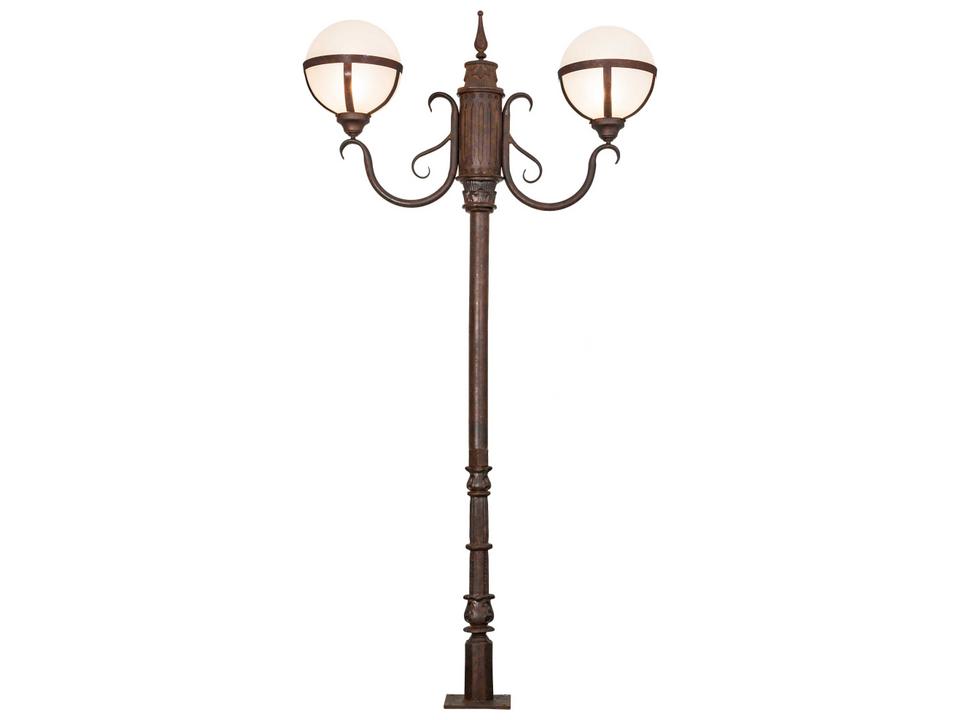 Bola 2-Light Outdoor Post Light in Rust with Idalight Diffusers