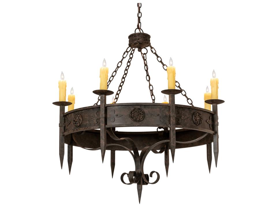 Calandra 8-Light Candelabra Chandelier in Coffee Bean with Chocolate Ivory Faux Candlelights