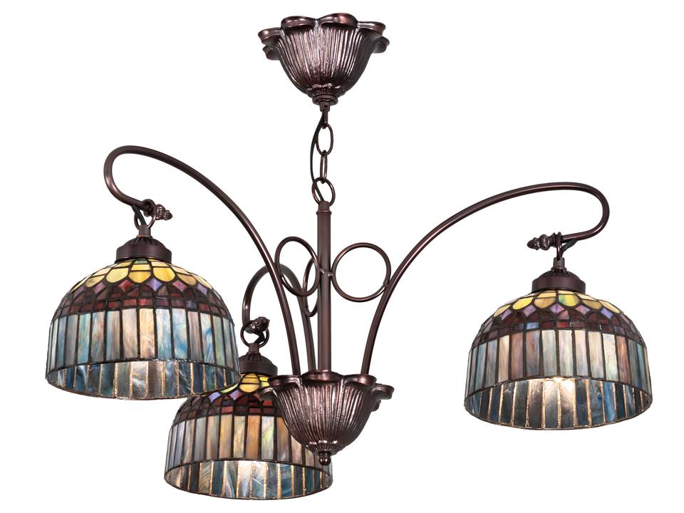 Candice 3-Light Tiffany Bell Chandelier in Mahogany Bronze