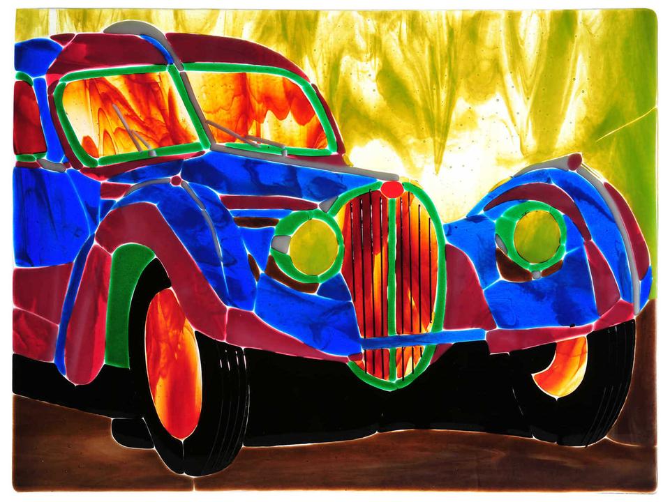 Metro Fusion Bugatti Atlantic Art Glass Window Panel