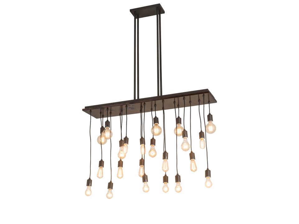 Alva 22-Light Linear Island Pendant in Oil Rubbed Bronze and Walnut Wood