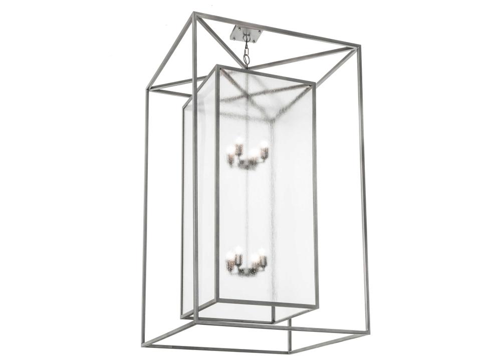 Kitzi Box 8-Light Pewter Glass Geometric Tiered Chandelier