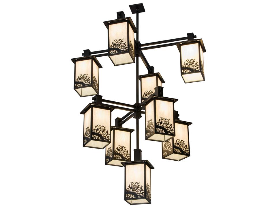 Hyde Park 9-Light Mission Arts and Crafts Chandelier in Craftsman Brown