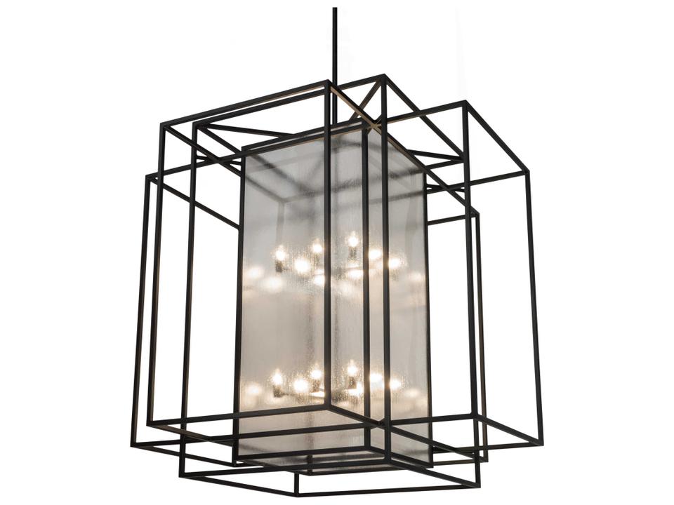 Kitzi Box 16-Light Black Glass Geometric Chandelier