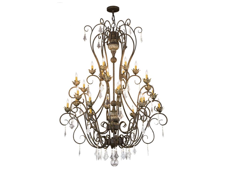 24-Light Felicia Black Crystal Glass Candelabra Chandelier