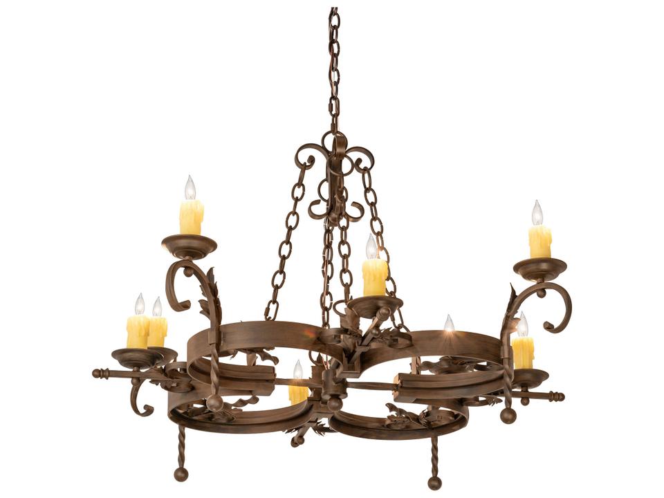 Andorra 8-Light Candelabra Chandelier in Classic Rust Finish