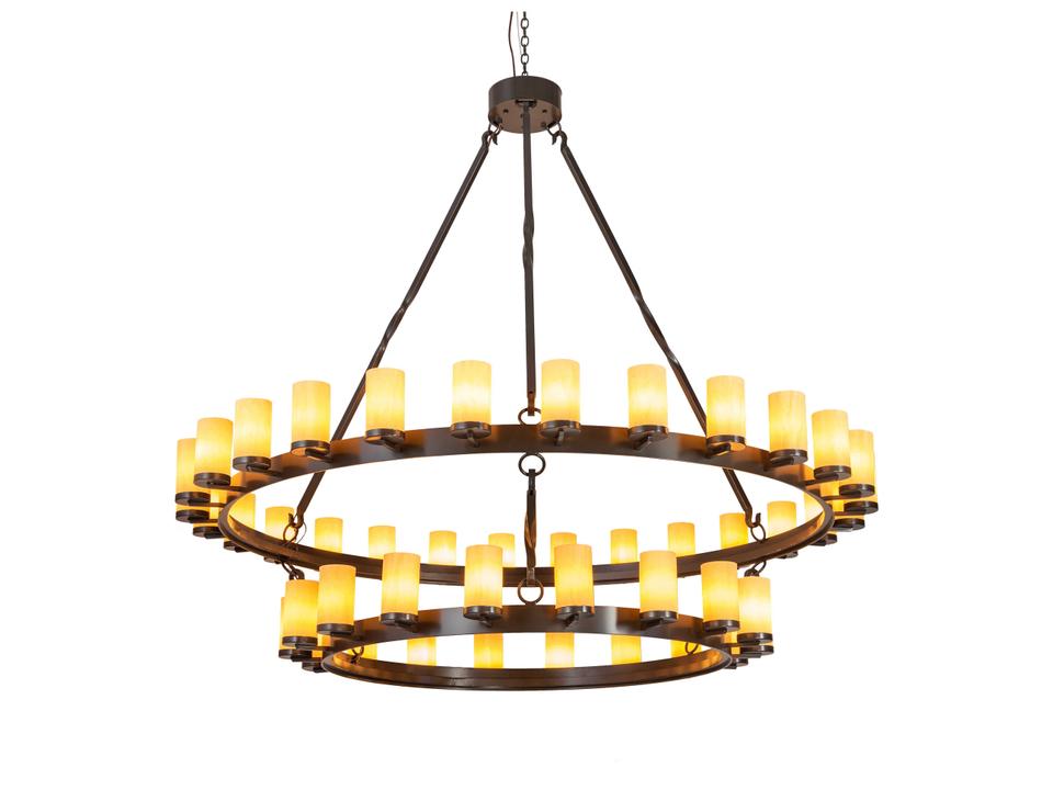 Noziroh Ring 46-Light Cylinder Tiered Chandelier in Timeless Bronze