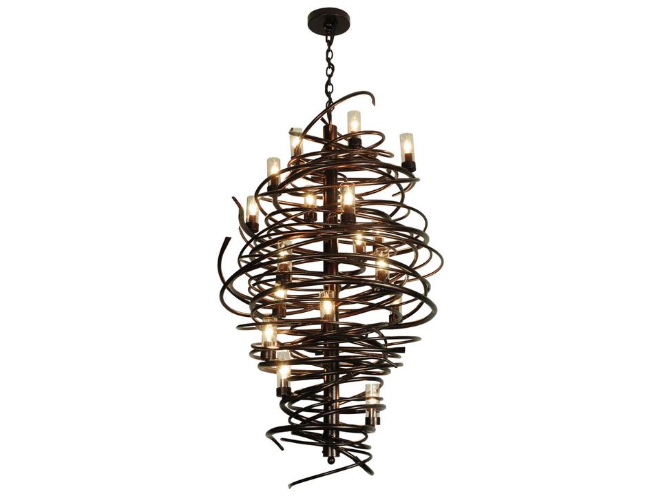 Lodge 18-Light Tiered Candelabra Chandelier in Light Brown