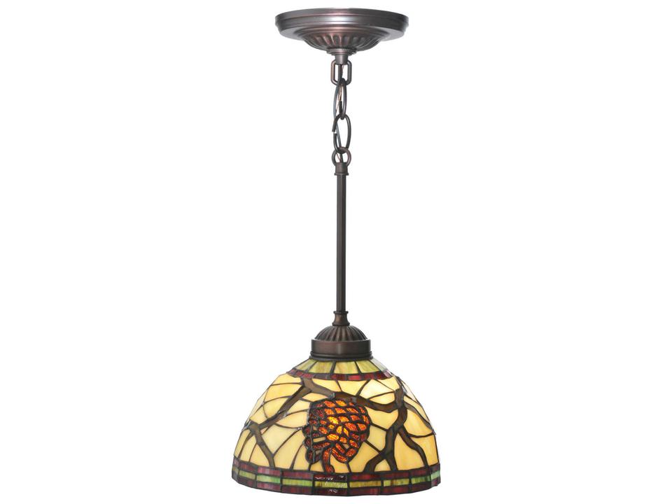 Tiffany Pinecone 1-Light Stained Glass Mini Pendant in Mahogany Bronze