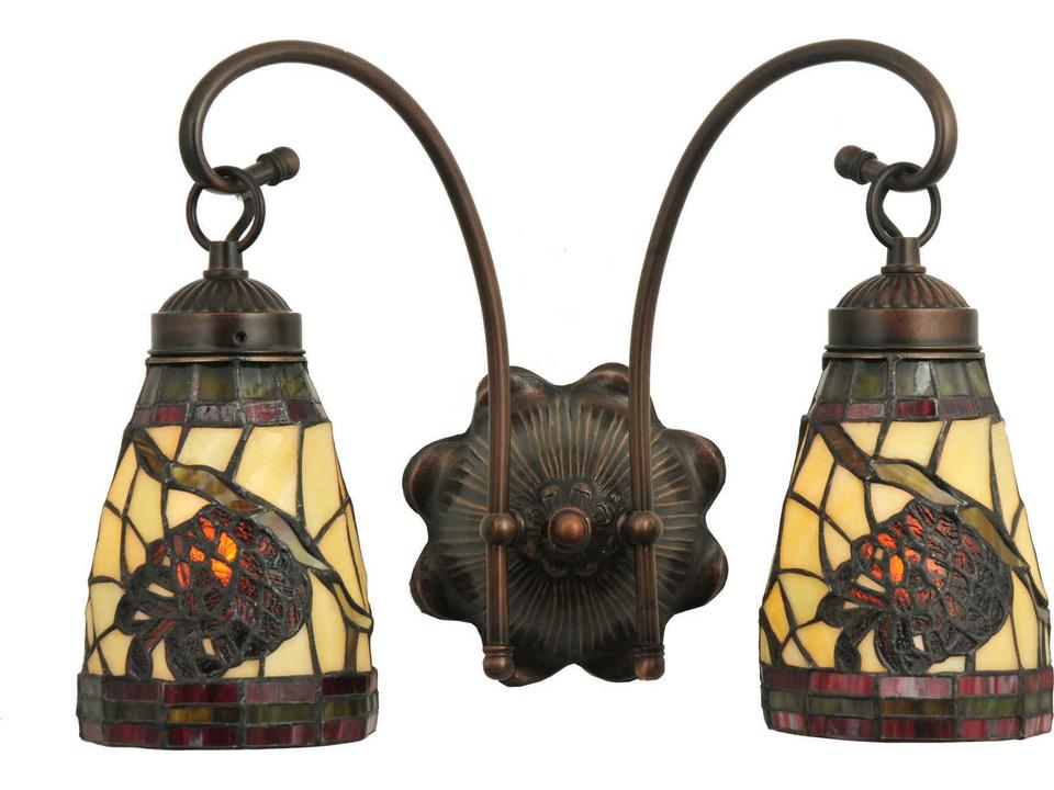 Pinecone 2-Light Wall Sconce in Mahogany Bronze with Art Glass Shade