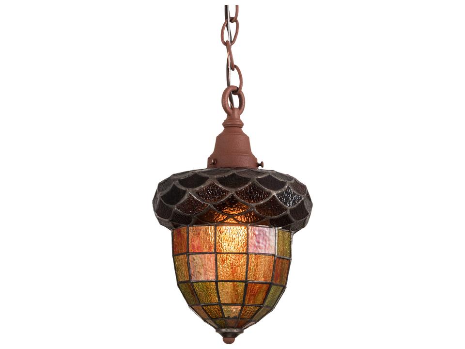 Tiffany Acorn Art Glass Mini Pendant Light in Rust