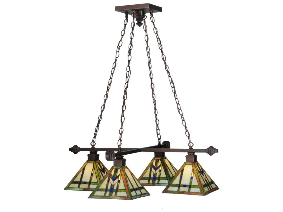 Tiffany Mission 4-Light Geometric Chandelier in Mahogany Bronze