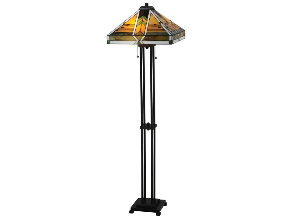 Tiffany Abilene 2-Light Stained Glass Floor Lamp in Mahogany Bronze