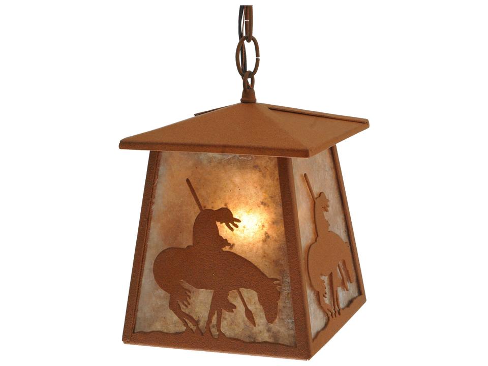 Tiffany Trails End Square Lantern Pendant in Rust and Silver Mica