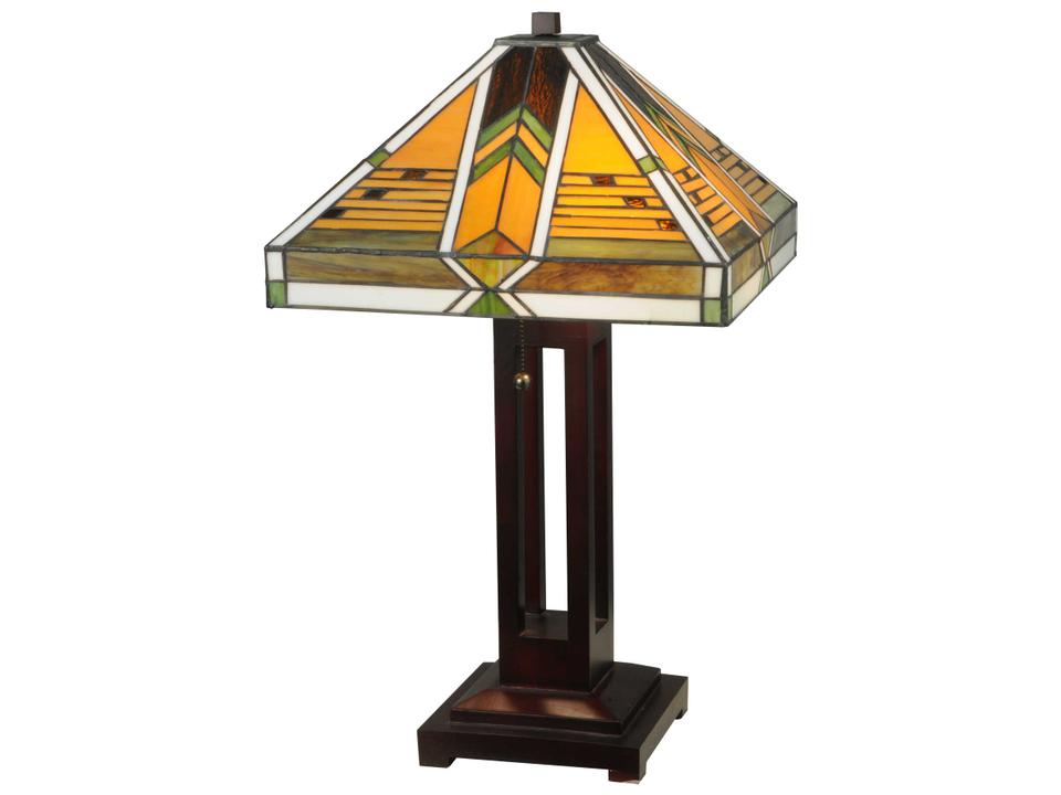Abilene Tiffany Stained Glass Table Lamp with Mahogany Bronze Base