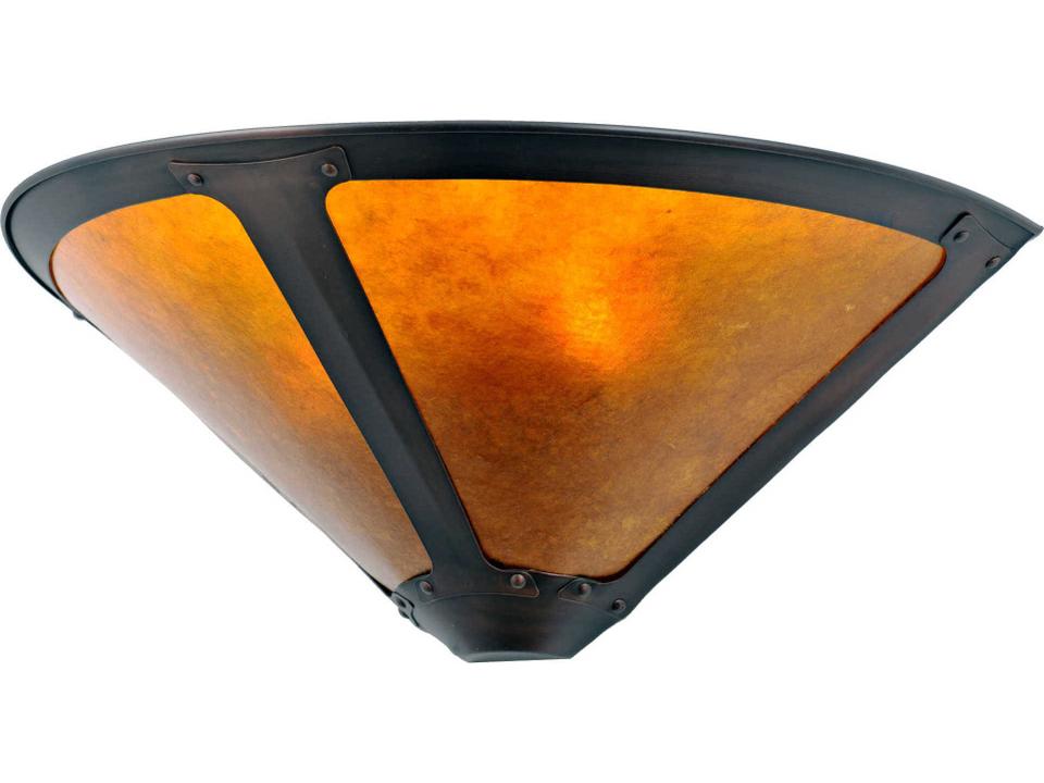 Lighting 2-Light Dirk Van Erp Amber Mica Wall Sconce in Mahogany Bronze