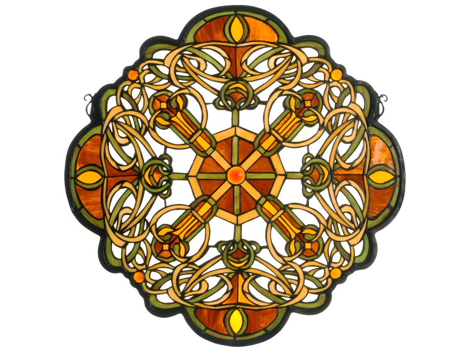 Tiffany Galway Medallion 25 Inch Square Stained Glass Window