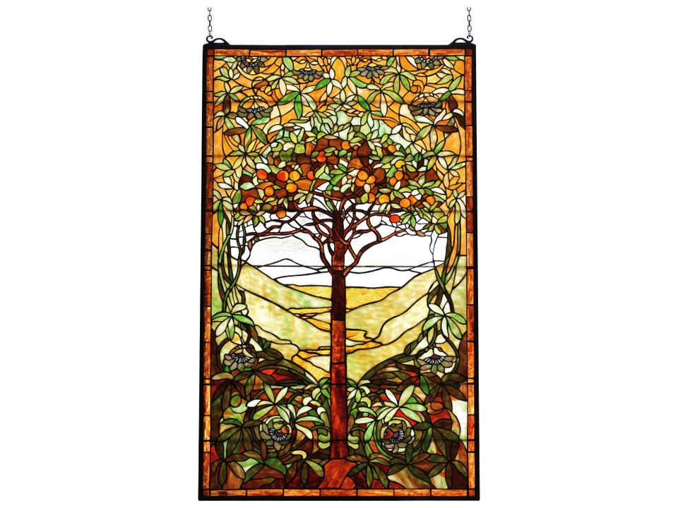 Tiffany Tree of Life Collection Stained Glass Window Panel Multicolor