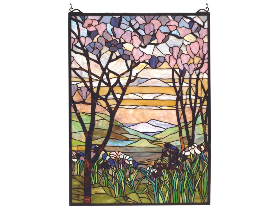 Tiffany Magnolia Stained Glass Window 22 x 30 Inch Art