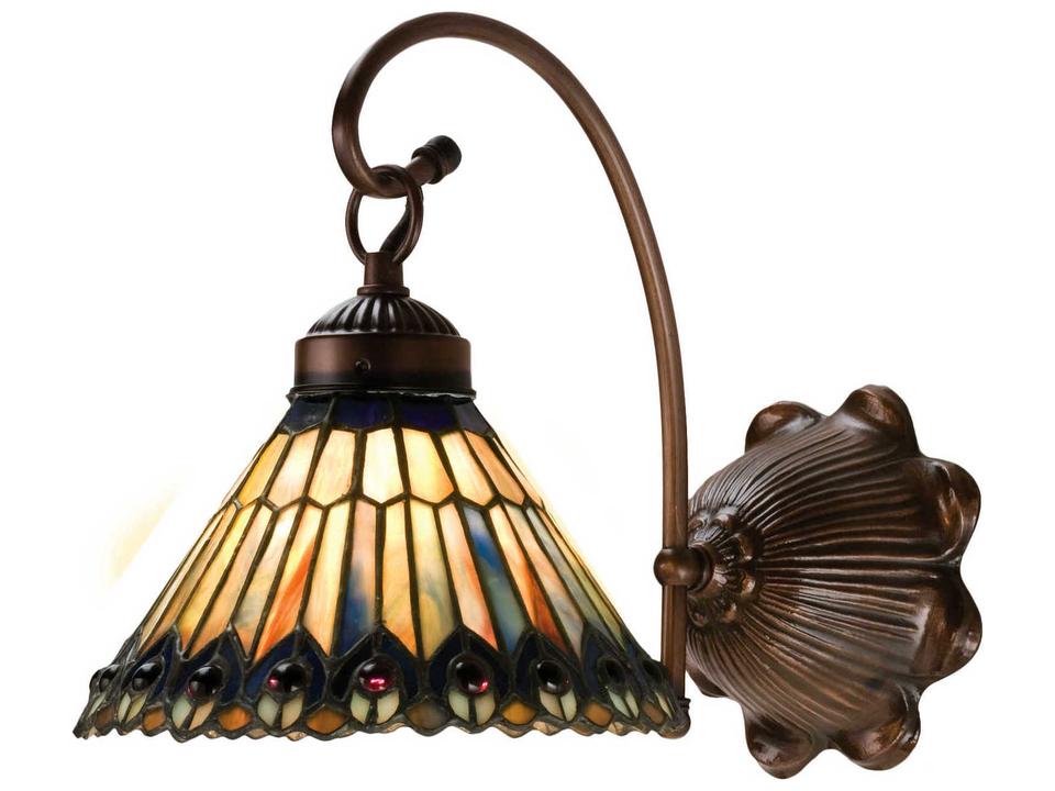 Tiffany Jeweled Peacock 1-Light Wall Sconce in Mahogany Bronze